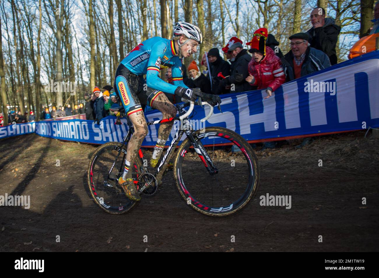 20140202 / HOOGERHEIDE/ Dieses Bild zeigt Michael Vanthourenhout bei der Cyclocross-Weltmeisterschaft in Hoogerheide / WK / CX/ Bilder von Kris ClaeyÃ Stockfoto