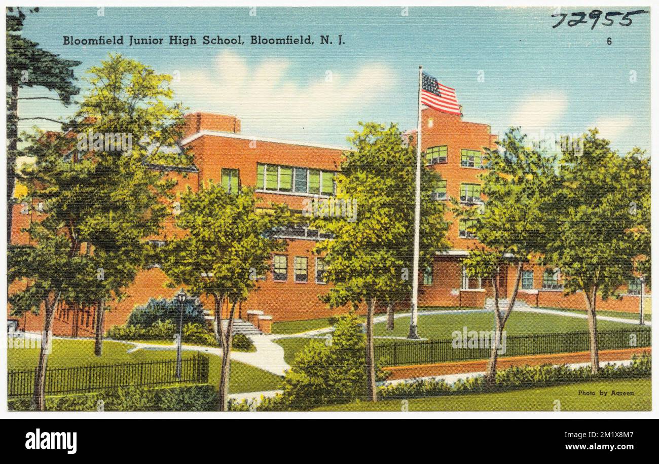 Bloomfield Junior High School, Bloomfield, N. J. , Schulen, Tichnor Brothers Collection, Postkarten der Vereinigten Staaten Stockfoto