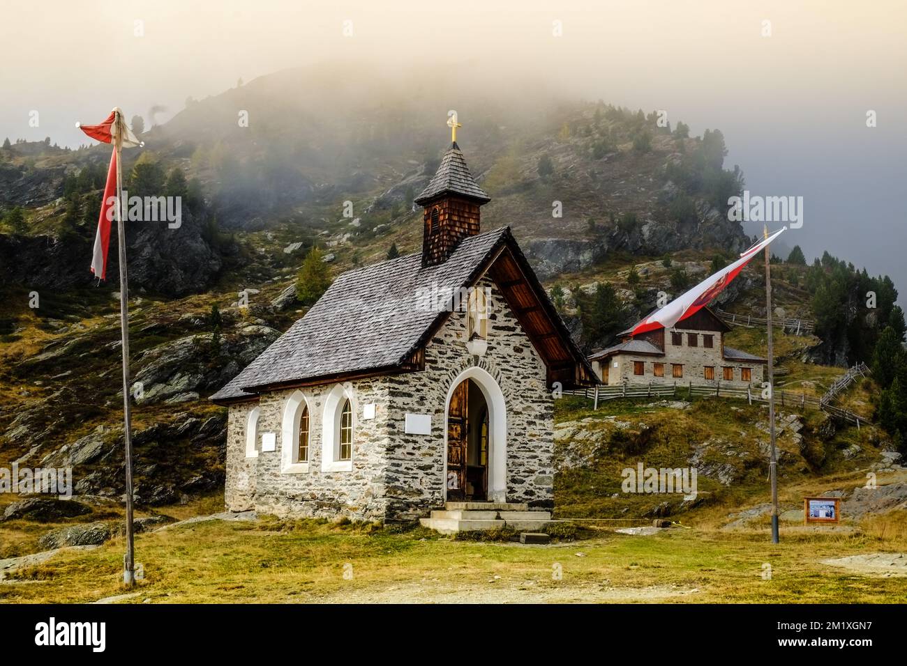 Kleine Bergkapelle im Martelltal Stockfoto