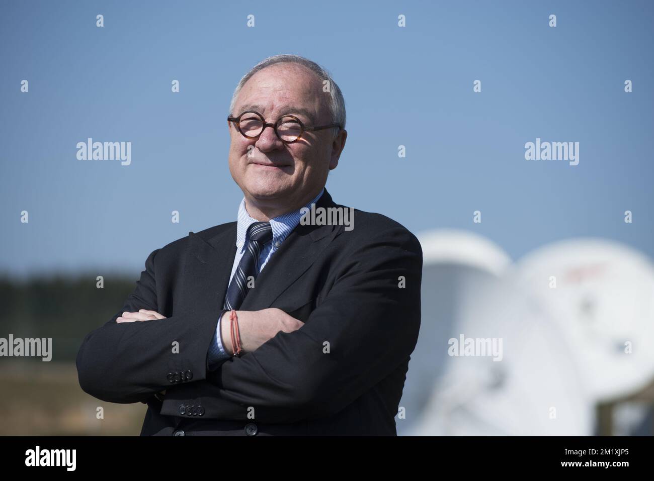 ESA-Generaldirektor Jean Jacques Dordain posiert für den Fotografen bei einem Besuch der ESA European Space Agency in Redu am Dienstag, den 17. März 2015. Stockfoto