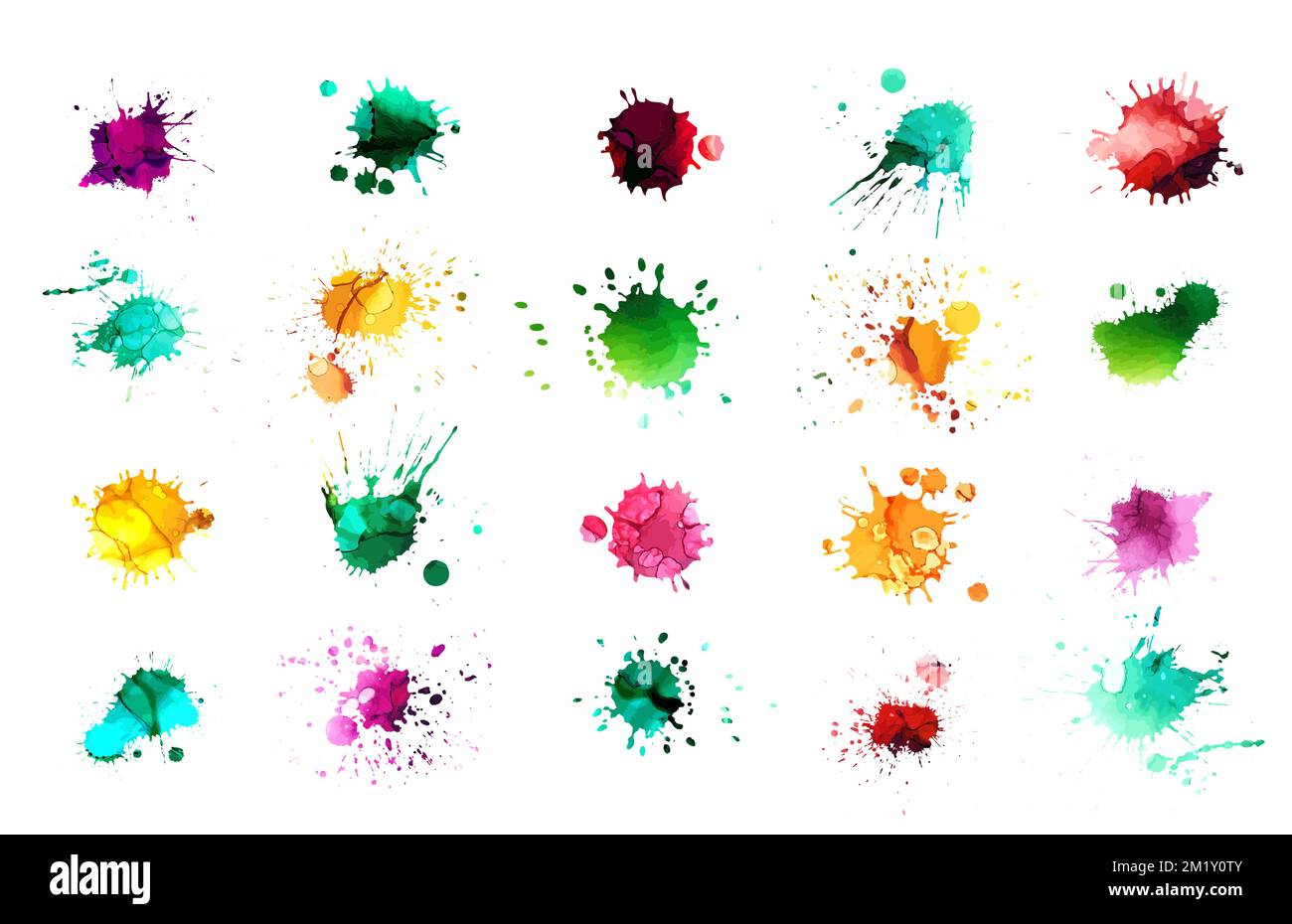 Ein Satz farbiger Aquarellblots. Vektordarstellung Stock Vektor