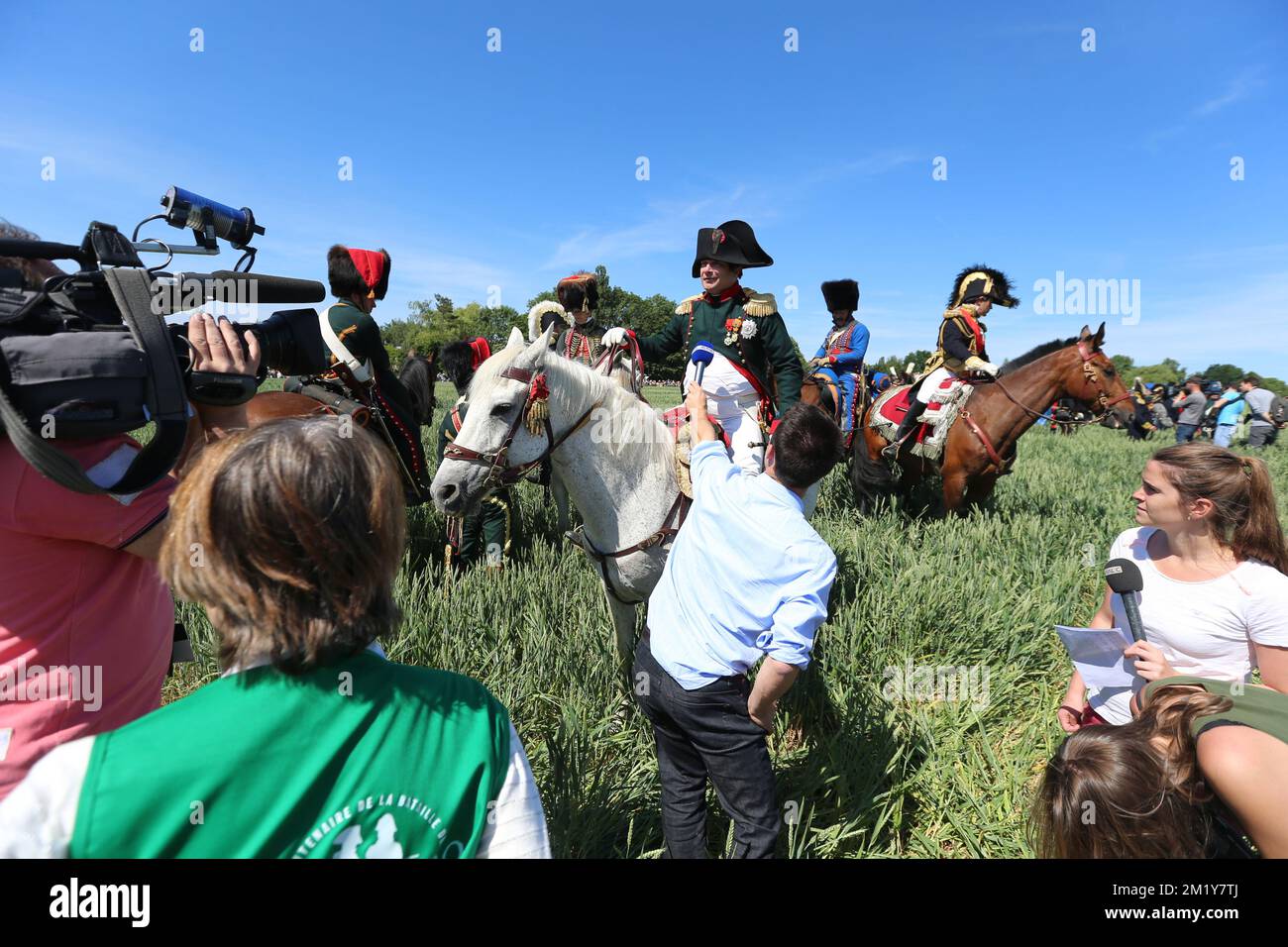 20150614 - SOMBREFFE, BELGIEN: Das Bild zeigt eine Rekonstruktion der Schlacht von Ligny am 16. Juni 1815, dem letzten Sieg Napoleons am Sonntag, den 14. Juni 2015 in Ligny, Sombreffe. BELGA FOTO NICOLAS MAETERLINCK Stockfoto