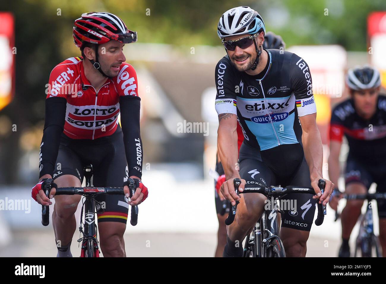 Belgischer Kenny Dehaes von Lotto Soudal und belgischer Tom Boonen