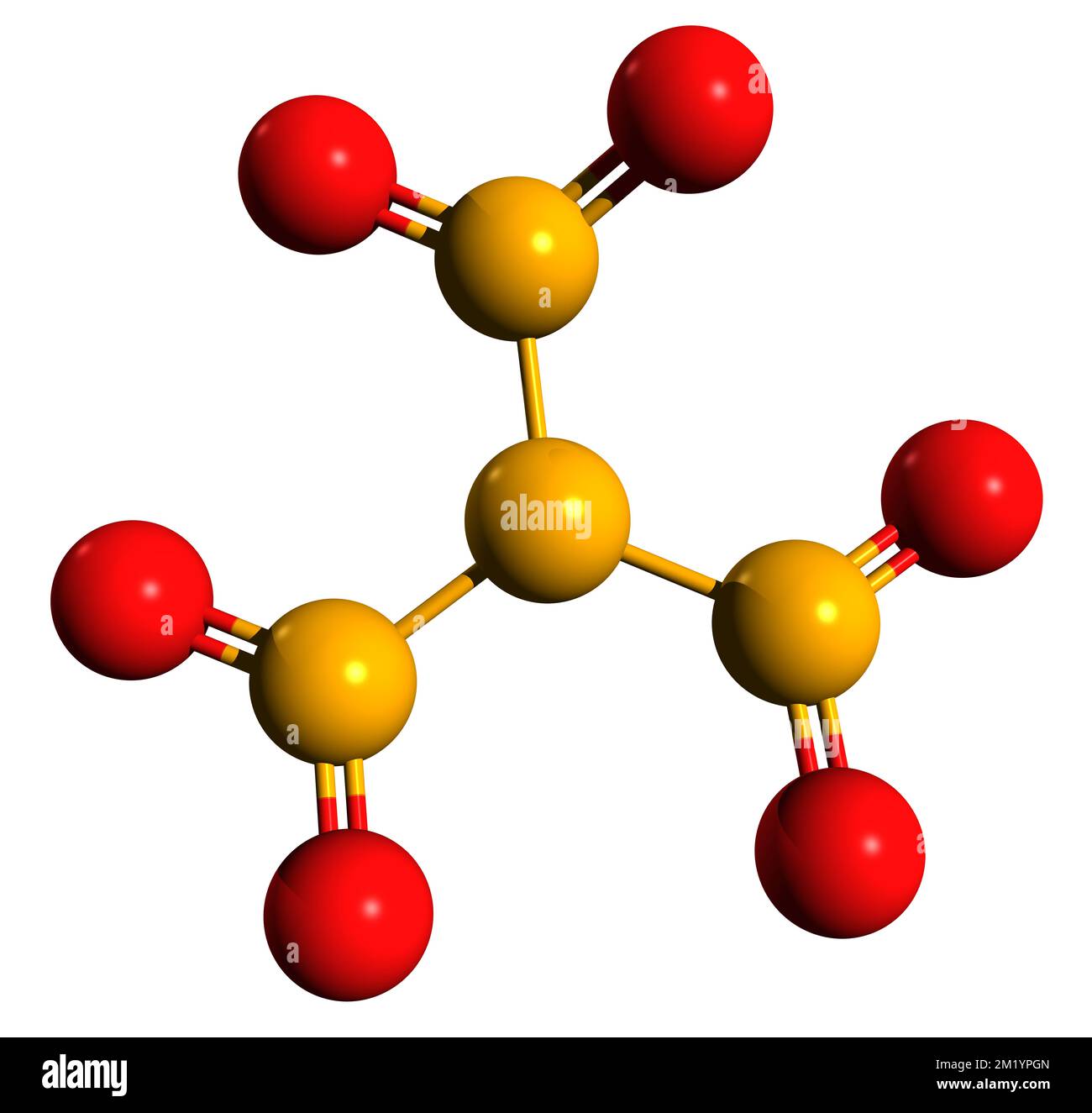 3D-Bild der Trinitramid-Skelettformel - molekularchemische Struktur von Dinitronitramid isoliert auf weißem Hintergrund Stockfoto