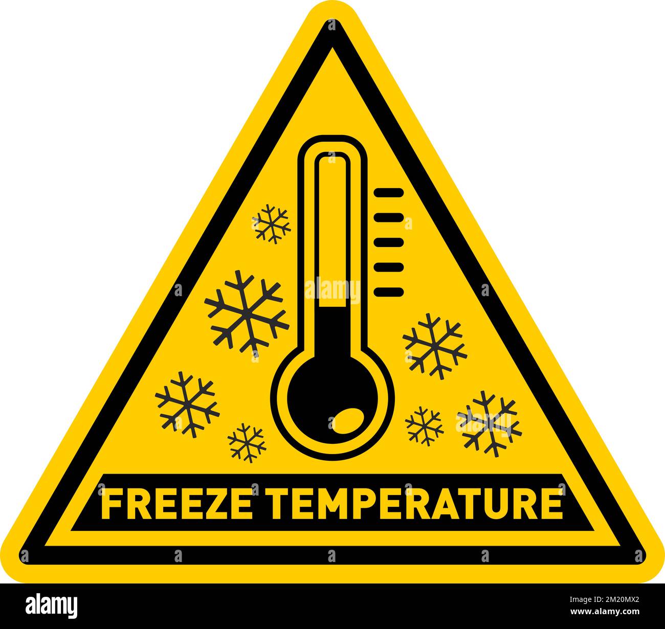 Dreieckiges Warnschild Frosttemperatur. Vektorsymbol Stock Vektor