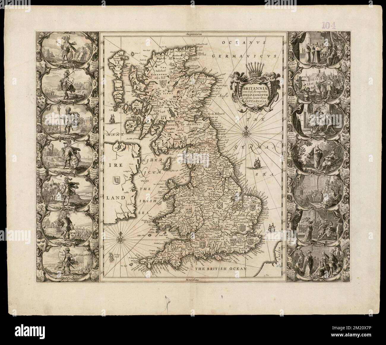 Britannia prout divisa Suit temporibus Anglo-Saxonum praesertim durante illorum heptarchia , Großbritannien, Karten, frühe Arbeiten zu 1800 Norman B. Leventhal Map Center Collection Stockfoto
