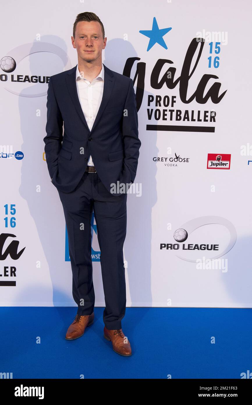 Gent's Rob Schoofs wird bei der ersten Ausgabe des Galaabends „Professional Soccer Player of the Year 2016", Montag, den 23. Mai 2016, in Gent gesehen. Stockfoto