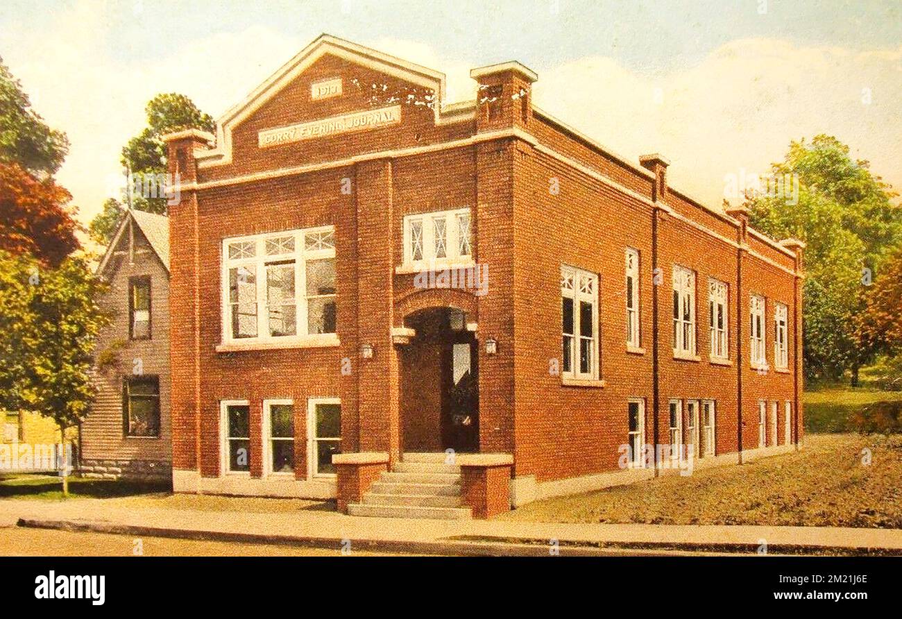 Corry Evening Journal Building in Corry, Pennsylvania. Foto aus dem 1920er. Stockfoto