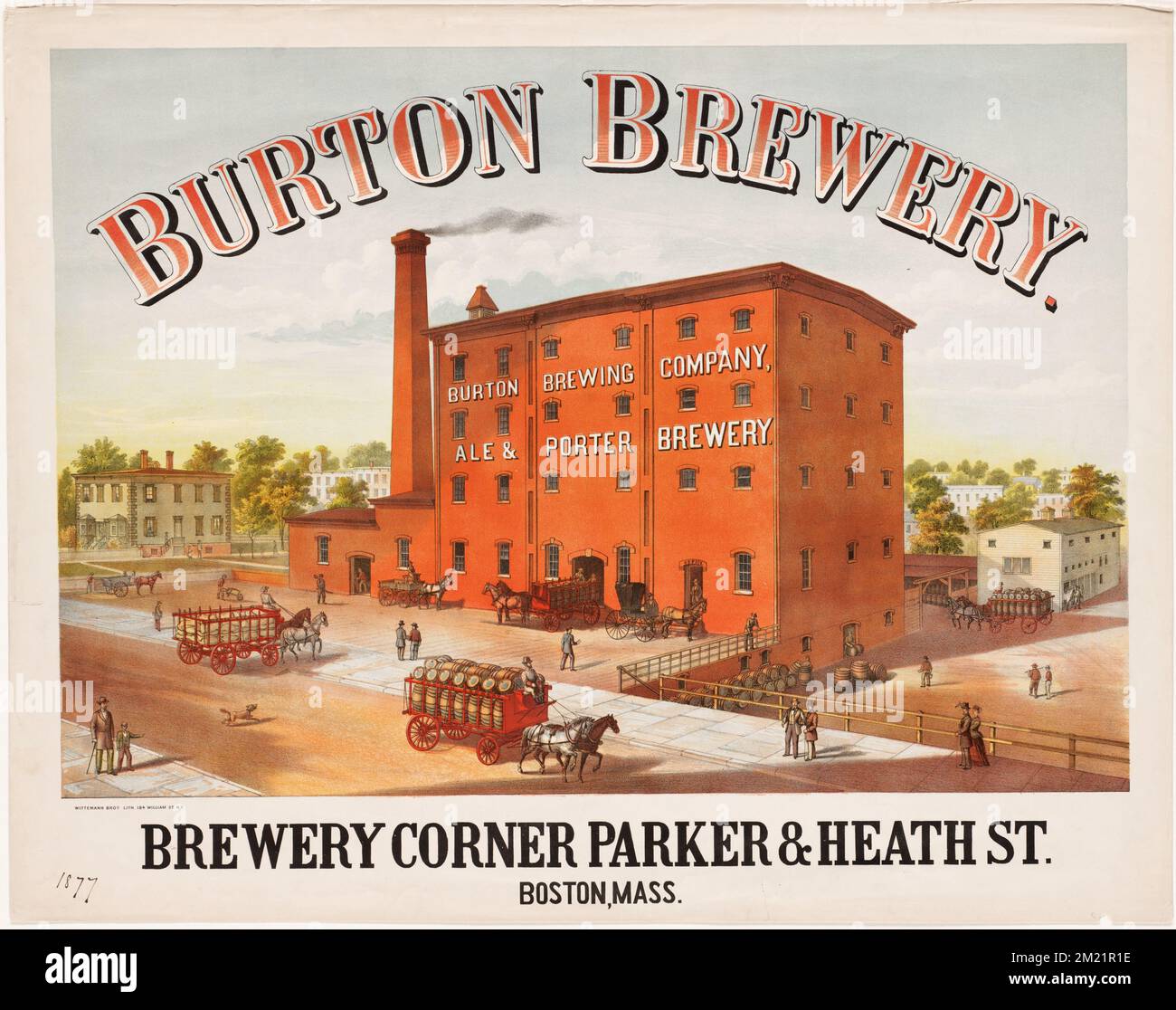 Burton Brewery : Brewery Corner Parker & Heath St., Boston, Mass. , Bier, Brauerei Stockfoto