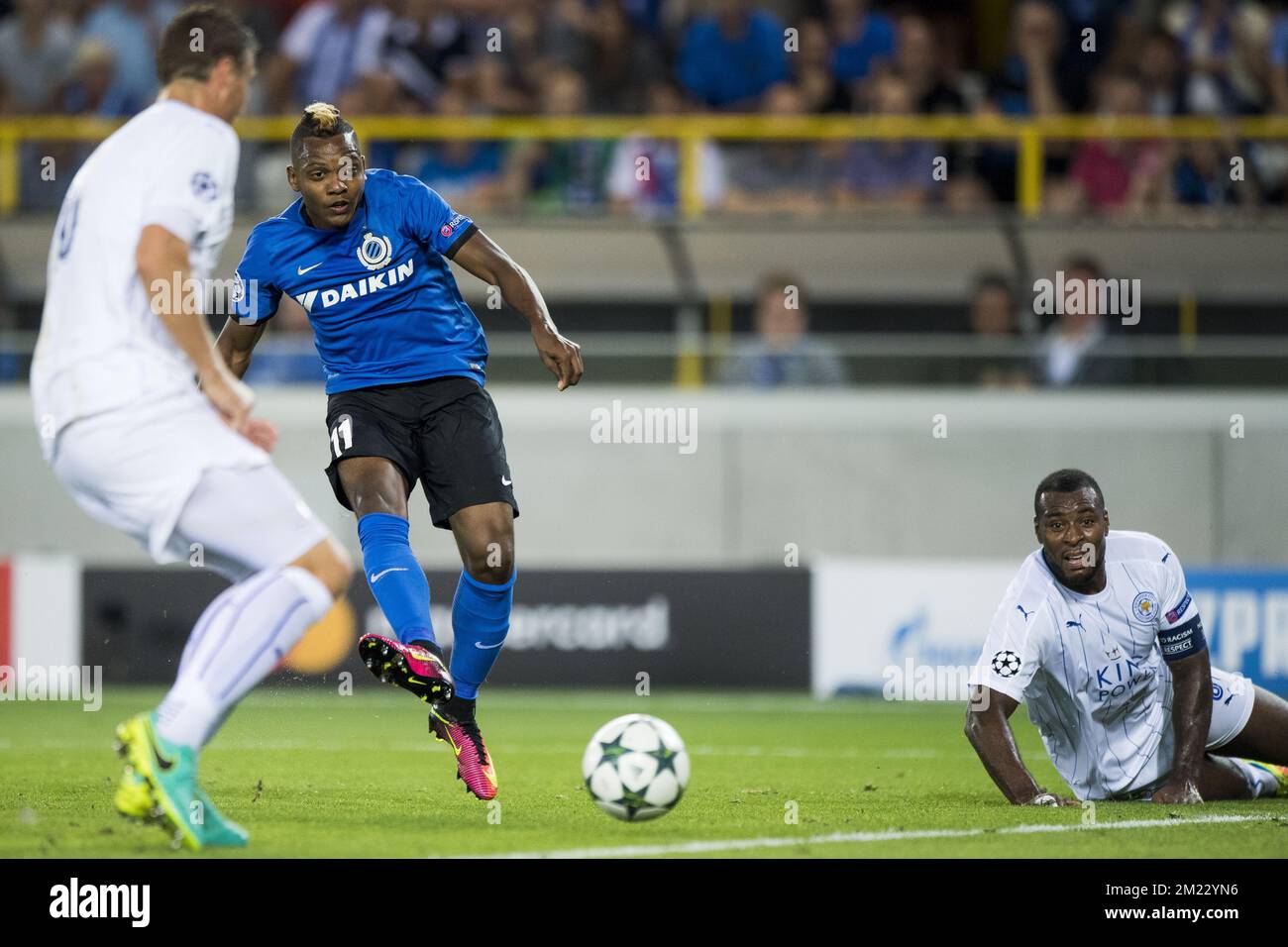 Jose Izquierdo des Vereins in Aktion während eines Spiels am ersten Tag der Gruppenphase des UEFA Champions League-Wettbewerbs zwischen dem belgischen Fußballteam Club Brügge KV und dem englischen Verein Leicester City F.C. in der Gruppe G in Brügge, Mittwoch, den 14. September 2016. BELGA FOTO JASPER JACOBS Stockfoto