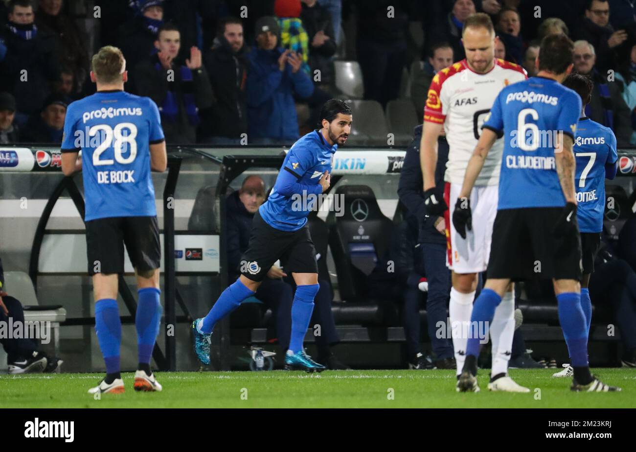 Lior Refaelov des Vereins, das während des Spiels der Jupiler Pro League zwischen dem Club Brügge KV und KV Mechelen in Brügge am Freitag, den 25. November 2016, am 16. Tag der belgischen Fußballmeisterschaft gezeigt wurde. BELGA PHOTO VIRGINIE LEFOUR Stockfoto