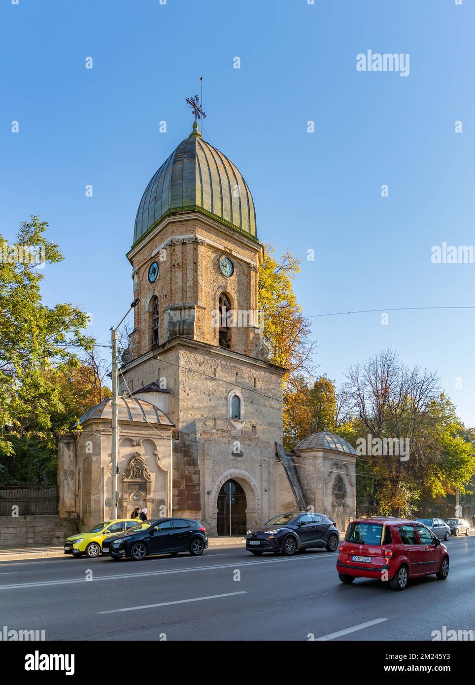 Ein Bild des Glockenturms der Kirche St. Spyridon. Stockfoto