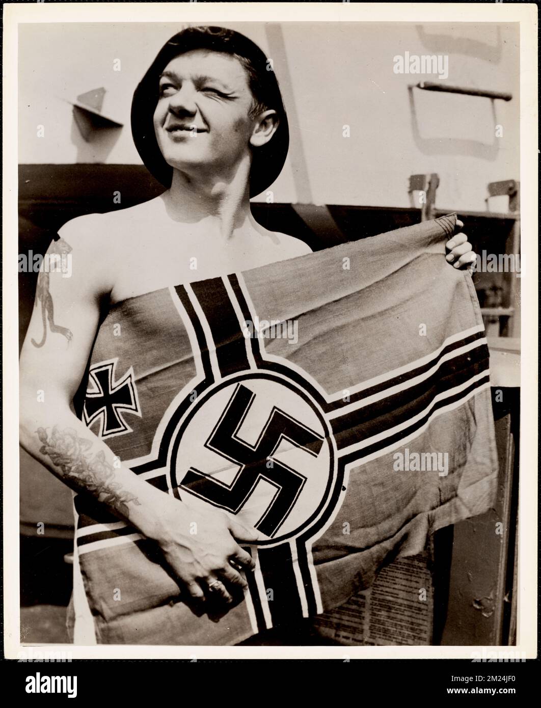 Nazi-Flagge von U-805, Flaggen. Fotos des ersten Marinestreifens Stockfoto