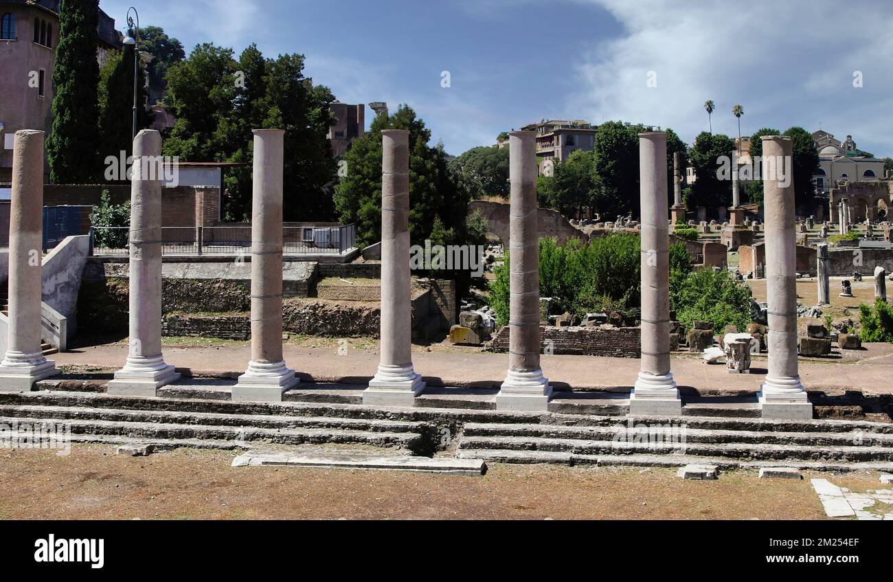 Der Tempel der Venus im Forum Romanum, das politische, rechtliche, religiöse und wirtschaftliche Zentrum der Stadt Rom Stockfoto