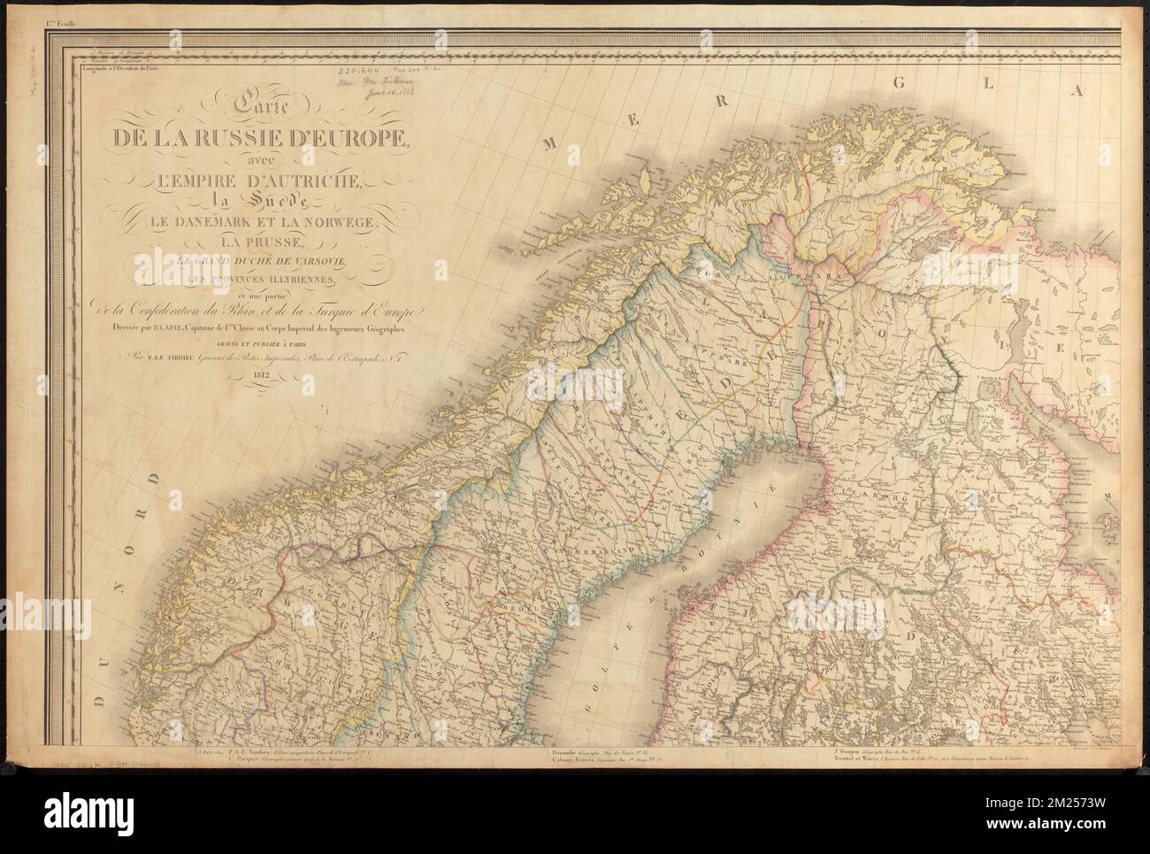 Carte de la Russie d'Europe, avec l'Empire d'Autriche, la Suede, le ...