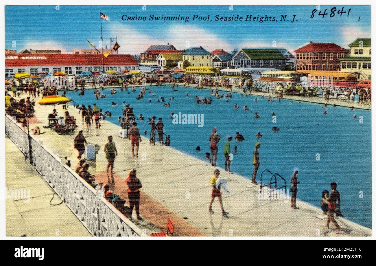 Casino Swimmingpool, Seaside Heights, N. J. , Sport- und Freizeiteinrichtungen, Tichnor Brothers Collection, Postkarten der Vereinigten Staaten Stockfoto