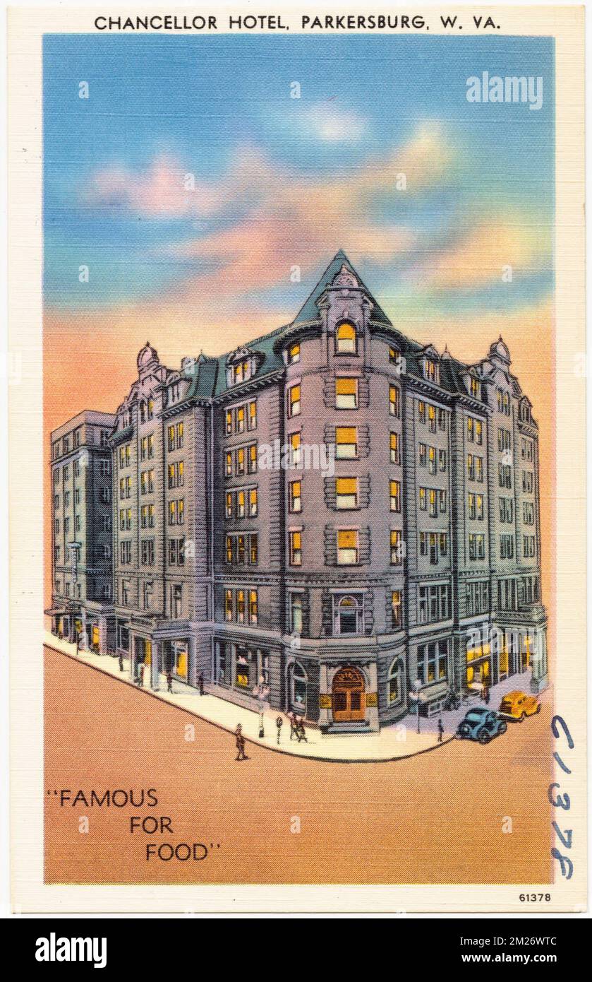 Chancellor Hotel, Parkersburg, W. VA. , Hotels, Tichnor Brothers Collection, Postkarten der Vereinigten Staaten Stockfoto