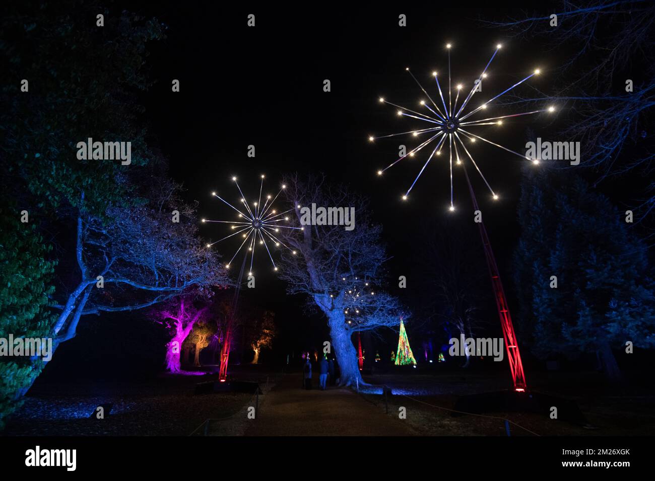 Woodstock, England, 13.. Dezember 2022, Weihnachten im Blenheim Palace, Lighting Trail - eine Ausstellung, die über eine Million Lichter mit Weihnachtsliedern kombiniert. Kredit: Lu Parrott/Alamy Live News Stockfoto