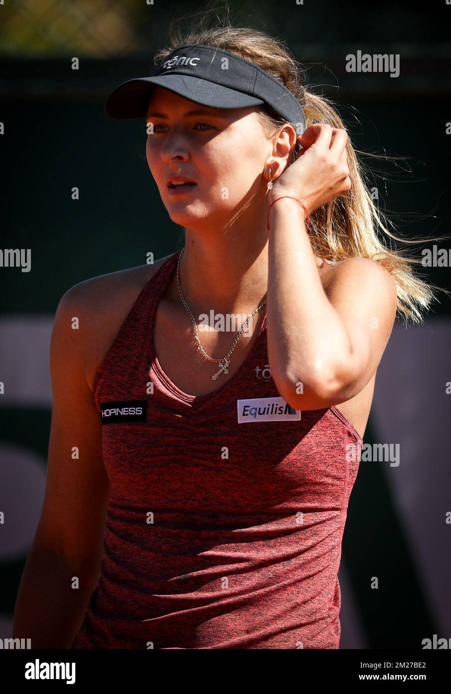 Belgian Maryna Zanevska pictured during a tennis game between Belgian Maryna Zanevska and Croatian Petra Martic, in the third round of the women's qualifying stage of the Roland Garros French Open tennis tournament, in Paris, France, Friday 26 May 2017. The Roland Garros Grand Slam takes place from 22 May to 11 June 2017. BELGA PHOTO VIRGINIE LEFOUR Stockfoto