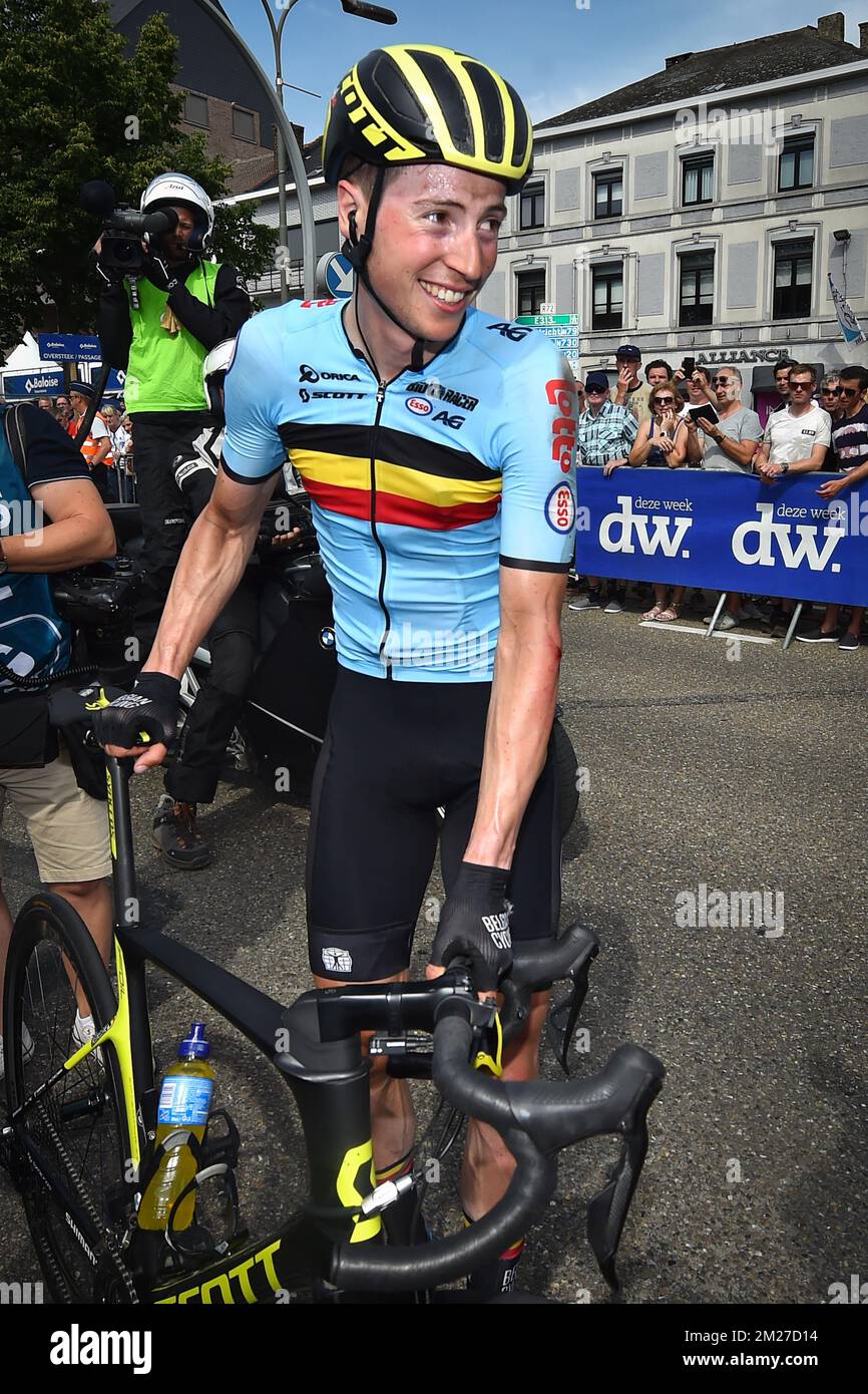 Belgischer Jens Keukeleire von Orica Scott, nach dem Gewinn des Radrennen Baloise Belgium Tour, 169,6 km von Tienen nach Tongeren, Sonntag, 28. Mai 2017. BELGA FOTO DAVID STOCKMAN Stockfoto