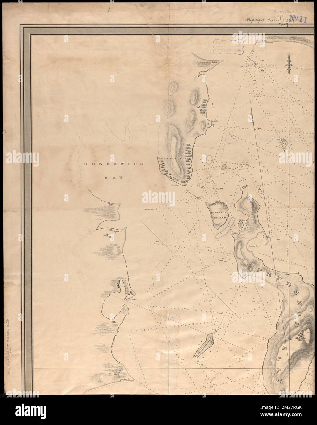 Chart of Narraganset Bay Erhebung 1832 , Narragansett Bay R.I