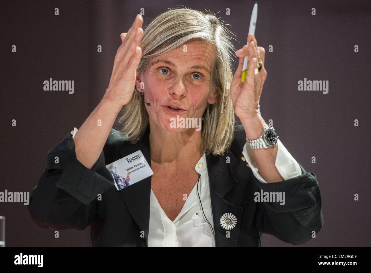 Vrije Universiteit Brüsseler Rektor Caroline Pauwels, dargestellt auf der "Voka Rentree", dem jährlichen Auftakt des politisch-ökonomischen Herbstes von Voka, Industrie- und Handelskammer Flandern, in Brüssel, Montag, den 11. September 2017. BELGA FOTO LAURIE DIEFFEMBACQ Stockfoto