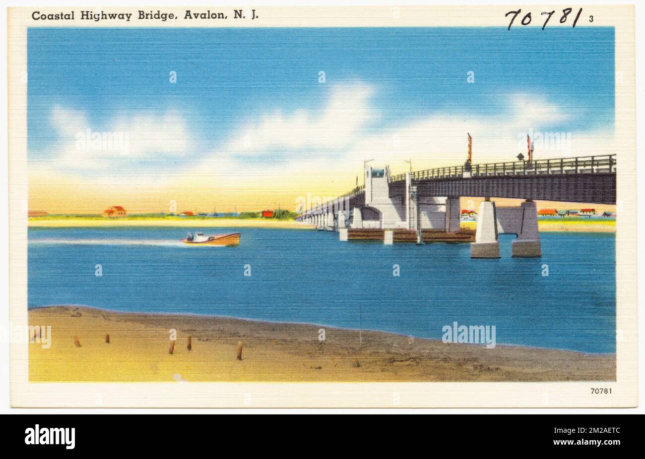 Coastal Highway Bridge, Avalon, N. J. , Brücken, Strände, Tichnor Brothers Collection, Postkarten der Vereinigten Staaten Stockfoto