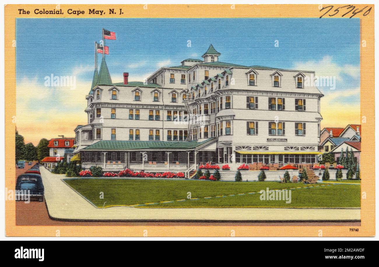 The Colonial, Cape May, N. J. , Hotels, Tichnor Brothers Collection, Postkarten der Vereinigten Staaten Stockfoto