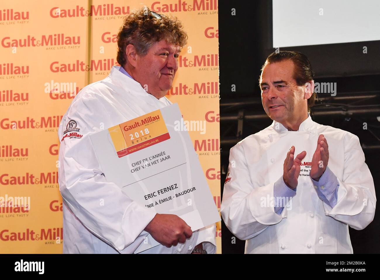 Eric Fernez wurde bei der Präsentation der 2018. Ausgabe des Restaurants Gault et Millau und des Hotelführers für Benelux in Lint am Montag, den 13. November 2017, fotografiert. BELGA FOTO DIRK WAEM Stockfoto