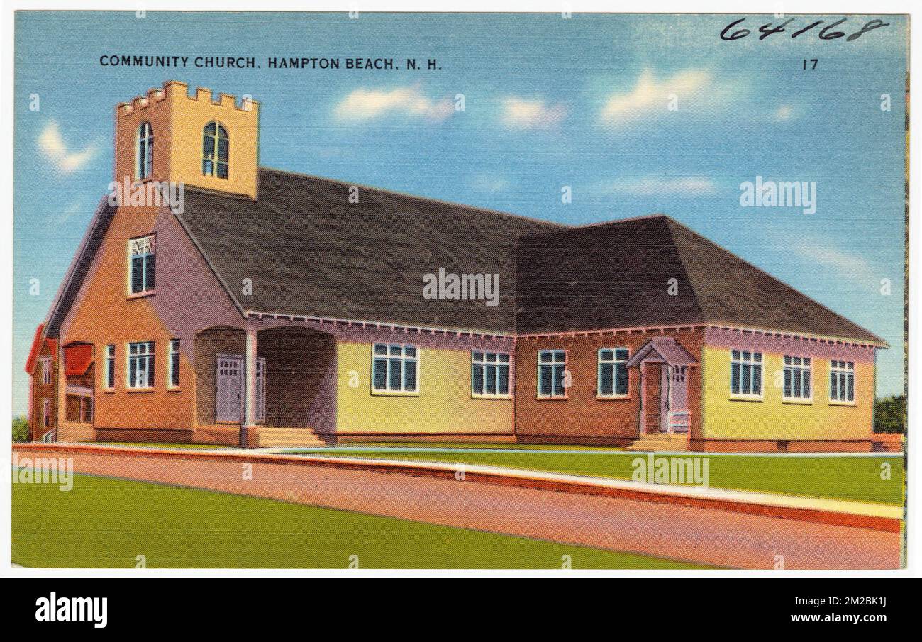 Community Church, Hampton Beach, N.H. , Kirchen, Tichnor Brothers Collection, Postkarten der Vereinigten Staaten Stockfoto