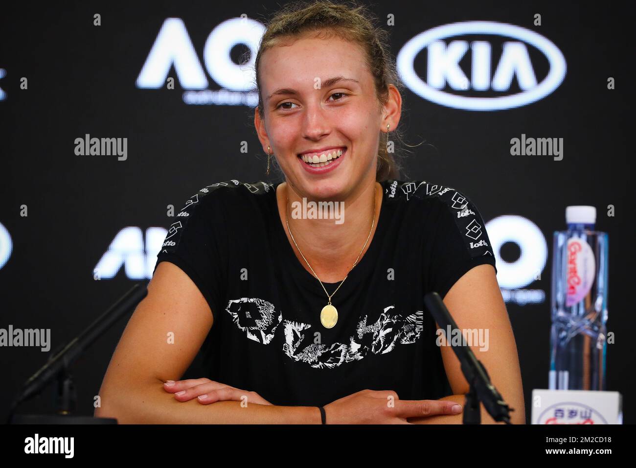 Belgische Elise Mertens, die nach ihrem Sieg 64, 60, auf einer