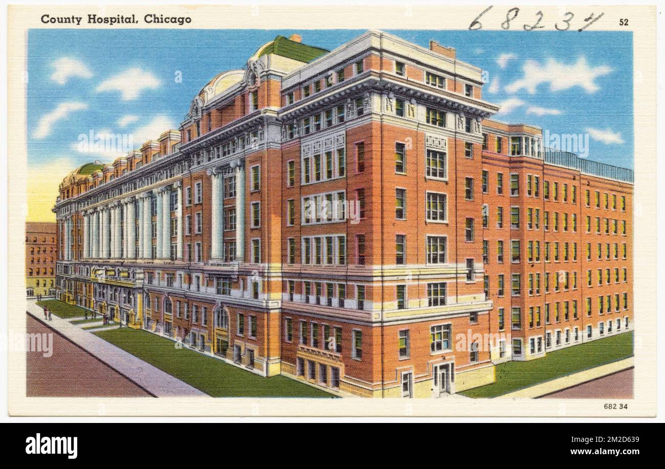 County Hospital, Chicago, Krankenhäuser, Tichnor Brothers Collection, Postkarten der Vereinigten Staaten Stockfoto