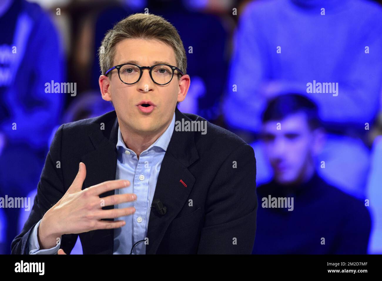 Pierre-Yves Dermagne Est Chef de Groupe PS au Parlement Wallon | Pierre-Yves Dermagne ist der Gruppenleiter im parlament von Wallonien 21/02/2018 Stockfoto