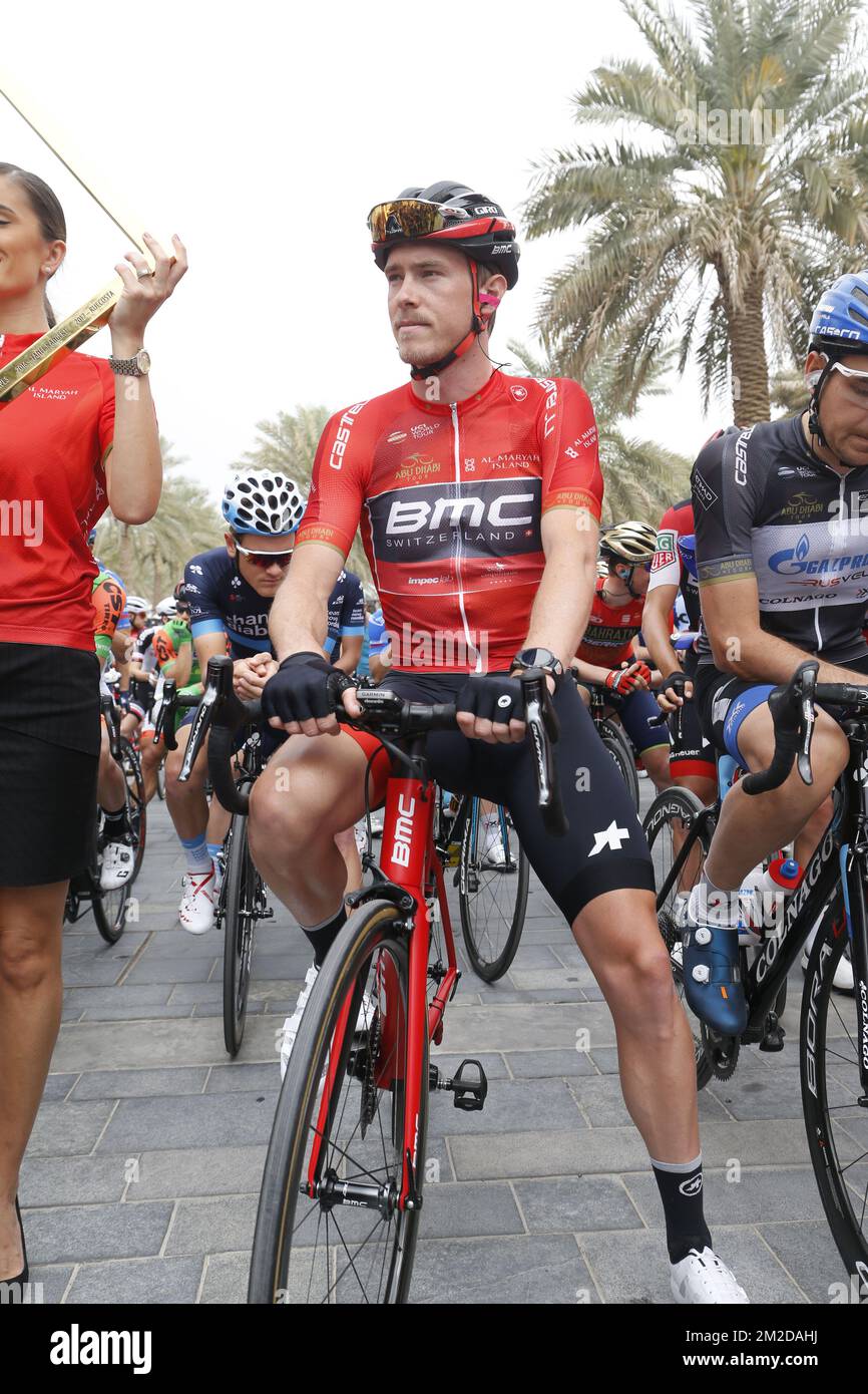 Australian Rohan Dennis vom BMC Racing Team, Bild in der fünften und letzten Phase der 4.. Ausgabe der Radtour durch Abu Dhabi, 199km von Qasr Al Muwaiji nach Jebel Hafeet, in Abu Dhabi, Sonntag, 25. Februar 2018. BELGA FOTO YUZURU SUNADA FRANCE RAUS Stockfoto