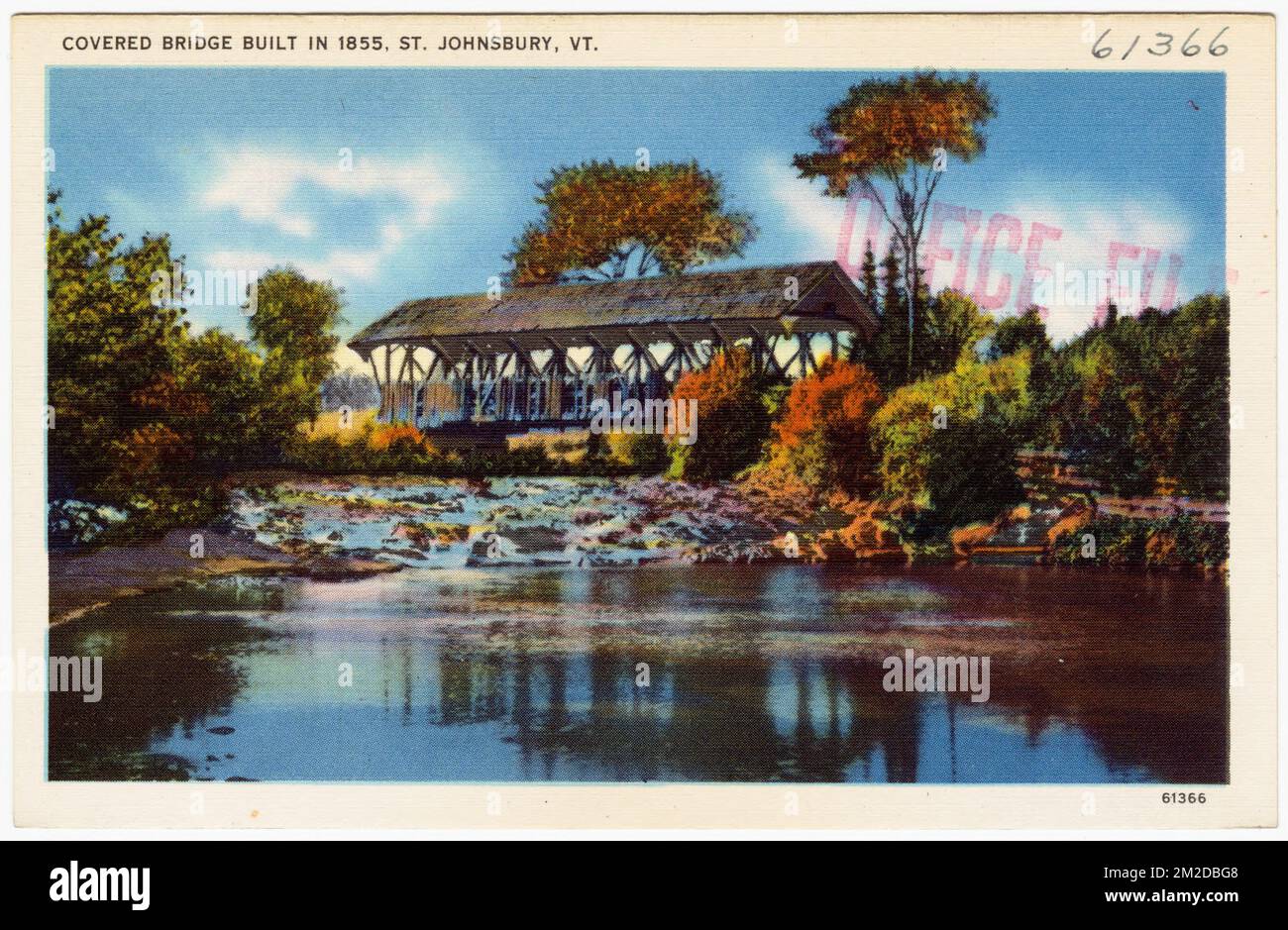 Überdachte Brücke, erbaut 1855, St. Johnsbury, V. , Bridges, Tichnor Brothers Collection, Postkarten der Vereinigten Staaten Stockfoto