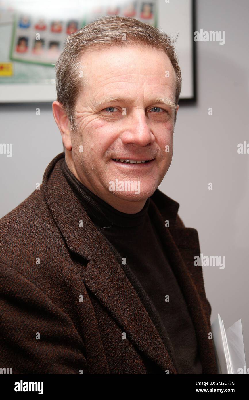 New Sportspress chairman Dominique Delhalle poses after the general assemblee of Sportspress, association representing the interests of Belgian sports journalists, Saturday 03 March 2018, in Brussels. BELGA PHOTO BRUNO FAHY Stockfoto