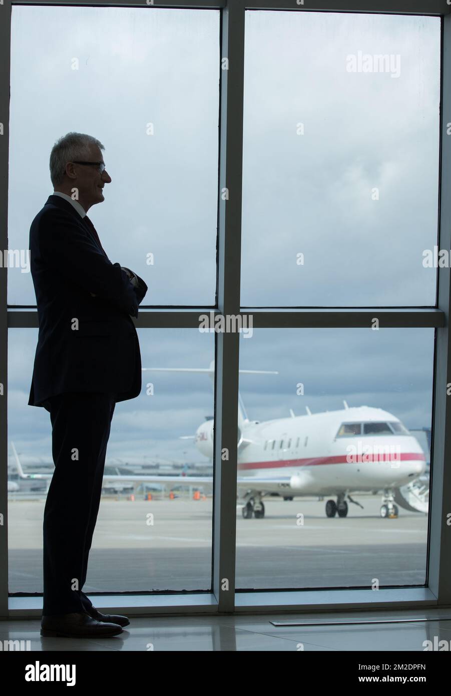 Flämischer Ministerpräsident Geert Bourgeois posiert für den Fotografen am Flughafen Toronto am dritten Tag eines Staatsbesuchs der belgischen Königsfamilie in Kanada in Toronto, Kanada, am Mittwoch, den 14. März 2018. BELGA FOTO BENOIT DOPPPAGNE Stockfoto