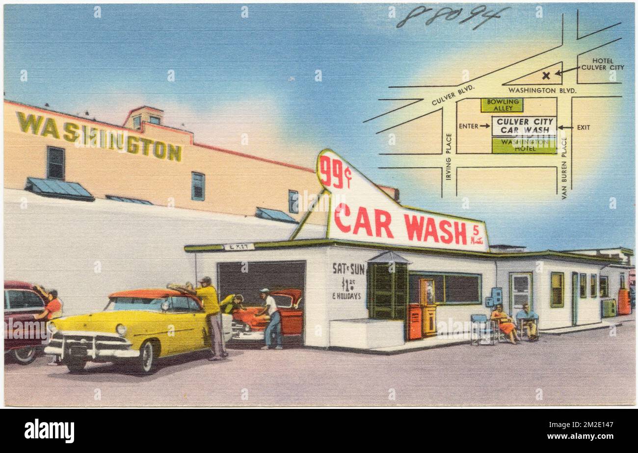 Culver City Car Wash, gewerbliche Einrichtungen, Karten, Tichnor Brothers Collection, Postkarten der Vereinigten Staaten Stockfoto