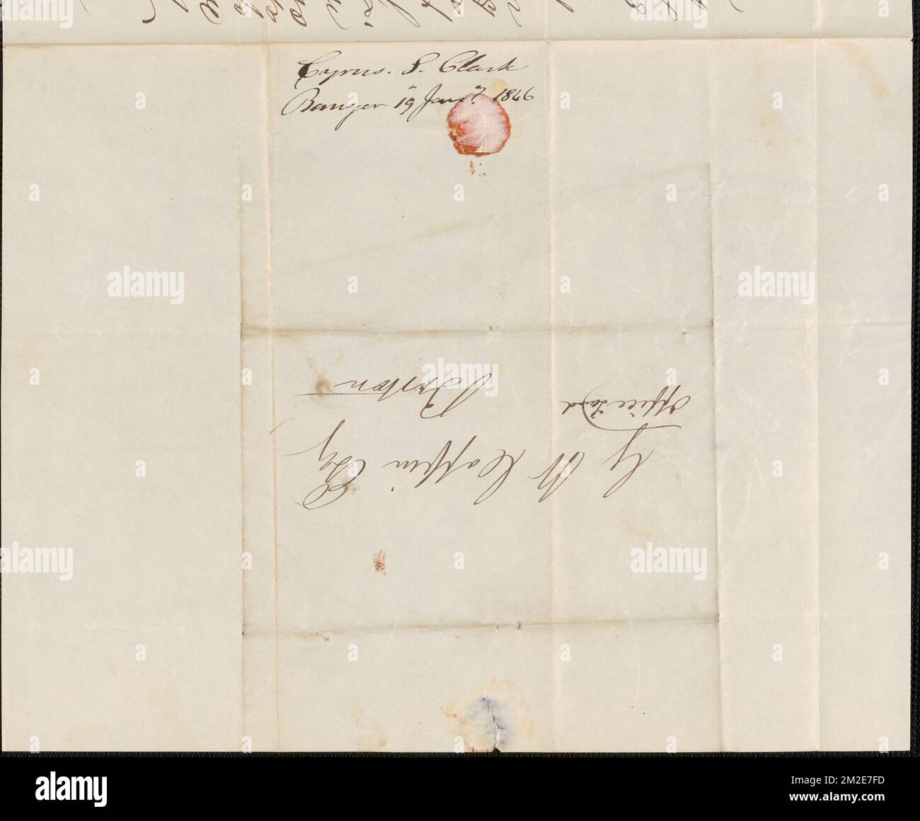 Cyrus S. Clark an George Coffin, 19. Januar 1846 , Public Land Sales, United States, Massachusetts, Politics and Government, 1775-1865, Maine, Politik und Regierung, 1775-1865, Vereinigte Staaten, Geschichte, Revolution, 1775-1783, Ansprüche, Kanada, Grenzen, Vereinigte Staaten Stockfoto