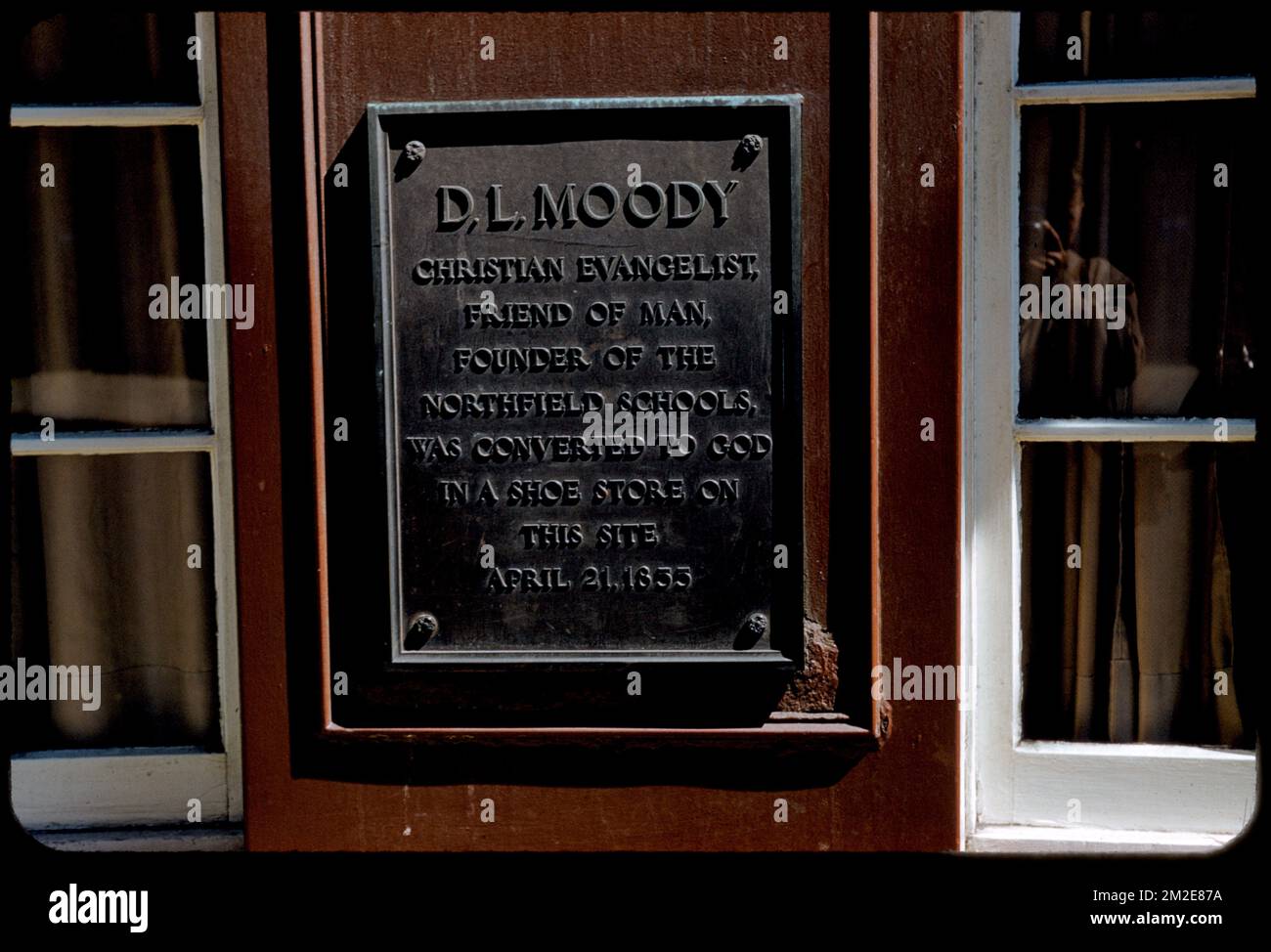 D. L. Moody-Tablette, historische Marker, Plaques, Moody, Dwight Lyman, 1837-1899. Edmund L. Mitchell Kollektion Stockfoto
