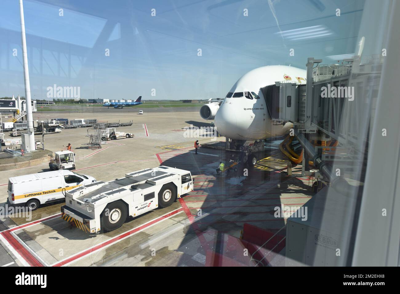 Eröffnung einer neuen Struktur für große Flugzeuge | Inauguration d'une nouvelle passerelle pour acceuillir les gros avions 19/04/2018 Stockfoto