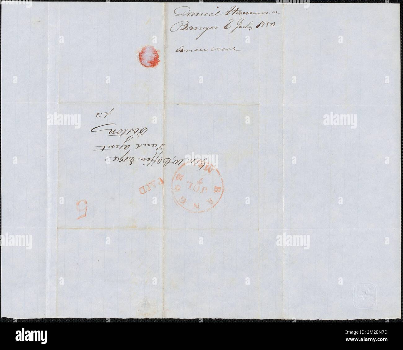 Daniel Hammond an George Coffin, 6. Juli 1850 , Public Land Sales, USA, Massachusetts, Politik und Regierung, 1775-1865, Maine, Politik und Regierung, 1775-1865, Vereinigte Staaten, Geschichte, Revolution, 1775-1783, Ansprüche, Kanada, Grenzen, Vereinigte Staaten Stockfoto