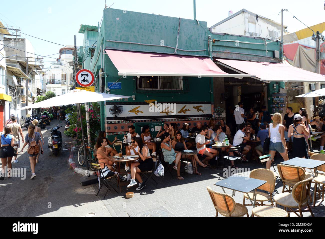 Die Yom Tov Bar auf dem Carmel Markt in Tel-Aviv, Israel. Stockfoto