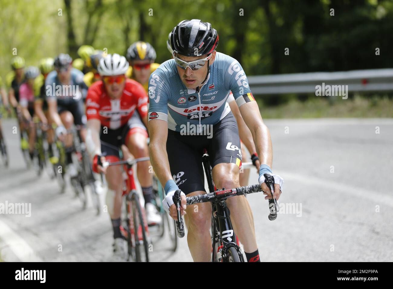 Belgische Sander-Armee von Lotto Soudal in Aktion während Phase 11 der 101.. Ausgabe der Giro D'Italia Radtour, 1565km Uhr von Assisi nach Osimo, Italien, Mittwoch, 16. Mai 2018. BELGA FOTO YUZURU SUNADA FRANCE RAUS Stockfoto