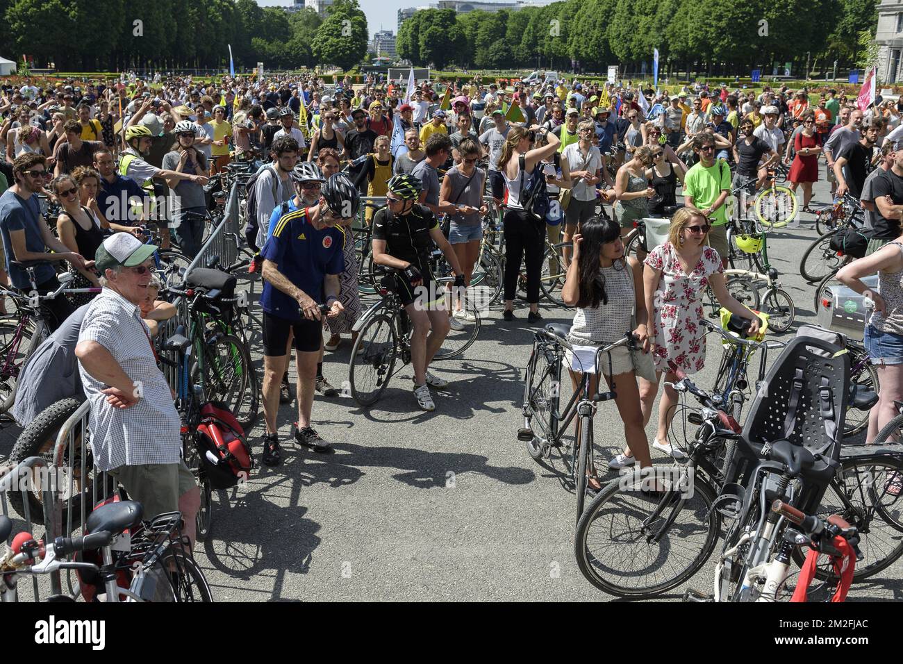 les Cyclistes venus de toute la Belgique Celebrent les 20 ans de la toute Premiere Masse critique de la capitale. Le peloton se retrouve dans le Parc du Cinquantenaire | im Jubileum Parc versichert der Radfahrer das 20-jährige Gedenken an die kritische Masse. 26/05/2018 Stockfoto