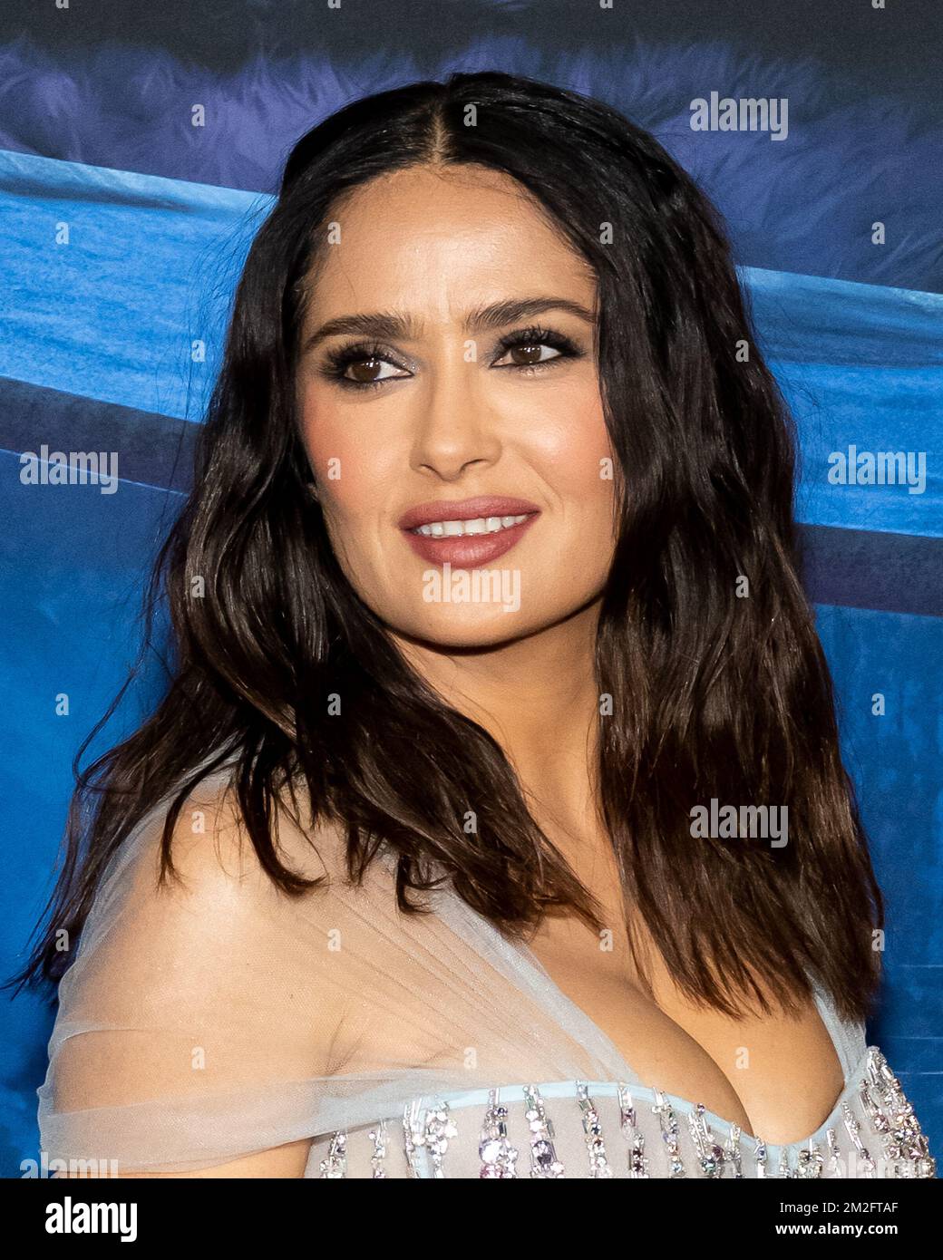 New York, USA. 13.. Dezember 2022. Salma Hayek kommt am 13. Dezember 2022 auf dem roten Teppich zur Premiere von „Puss in Boots: The Last Wish“ im Jazz in der Frederick P. Rose Hall des Lincoln Centers in New York, New York. (Foto: Gabriele Holtermann/Sipa USA) Guthaben: SIPA USA/Alamy Live News Stockfoto