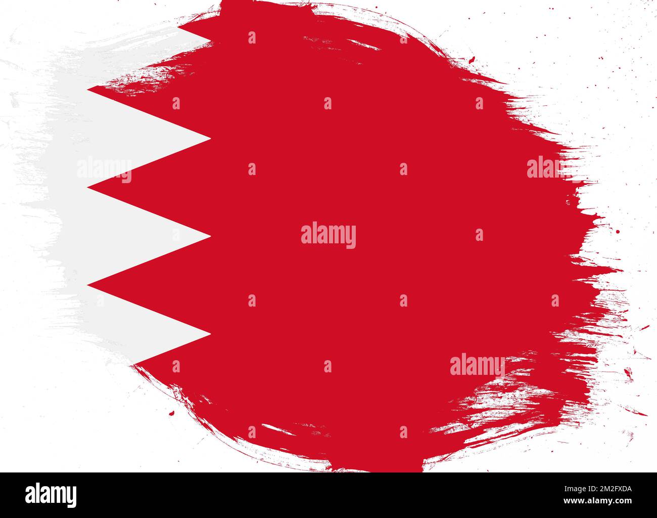 Bahrain-Flagge auf Hintergrund des Grunge-Pinsels mit Used-Effekt Stockfoto