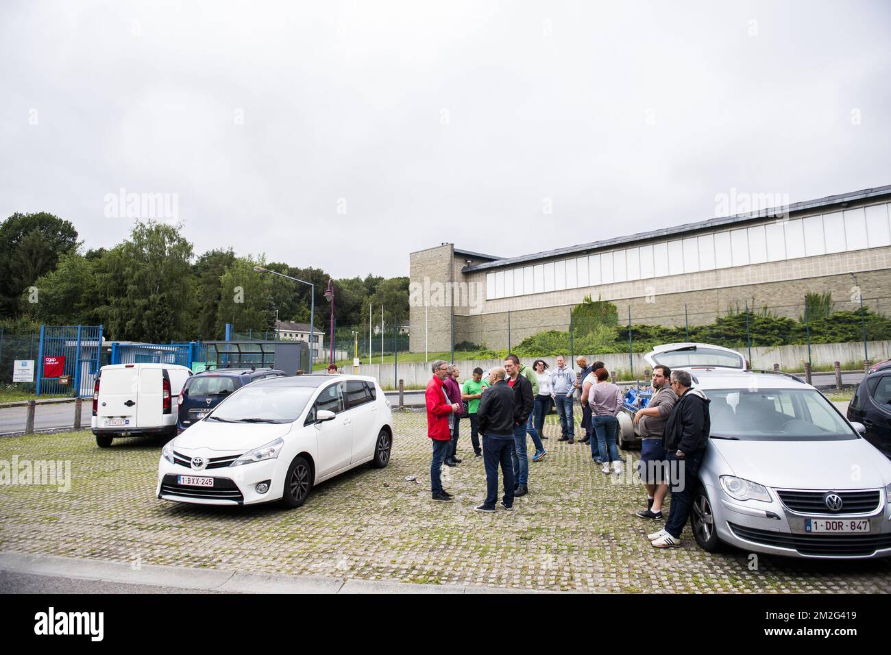 Abbildung zeigt einen Gewerkschaftsprotest im Gefängnis Jamioulx während des Generalstreiks der Gefängnisaufseher am Dienstag, den 19. Juni 2018. BELGA FOTO LAURIE DIEFFEMBACQ Stockfoto