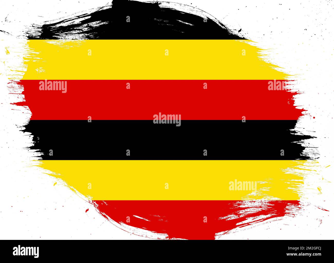 Uganda-Flagge auf dem Hintergrund des Grunge-Pinsels in Uganda Stockfoto