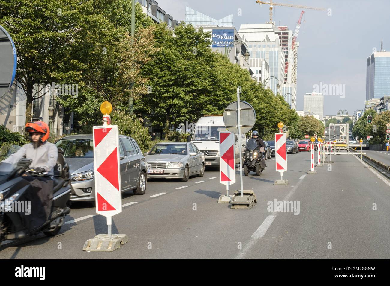 Stau um den Tunnel Leopold II wegen Wartungs- und Reparaturarbeiten geschlossen | Embouteillage autour du Tunnel Leopold II ferme en raison des travaux de Maintenance et de reparation qui s'y deroulent 04/07/2018 Stockfoto